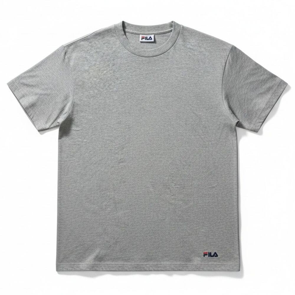 Fila Men's Large Classic Gray Logo T-Shirt 100% Cotton Casual Workout Athletic